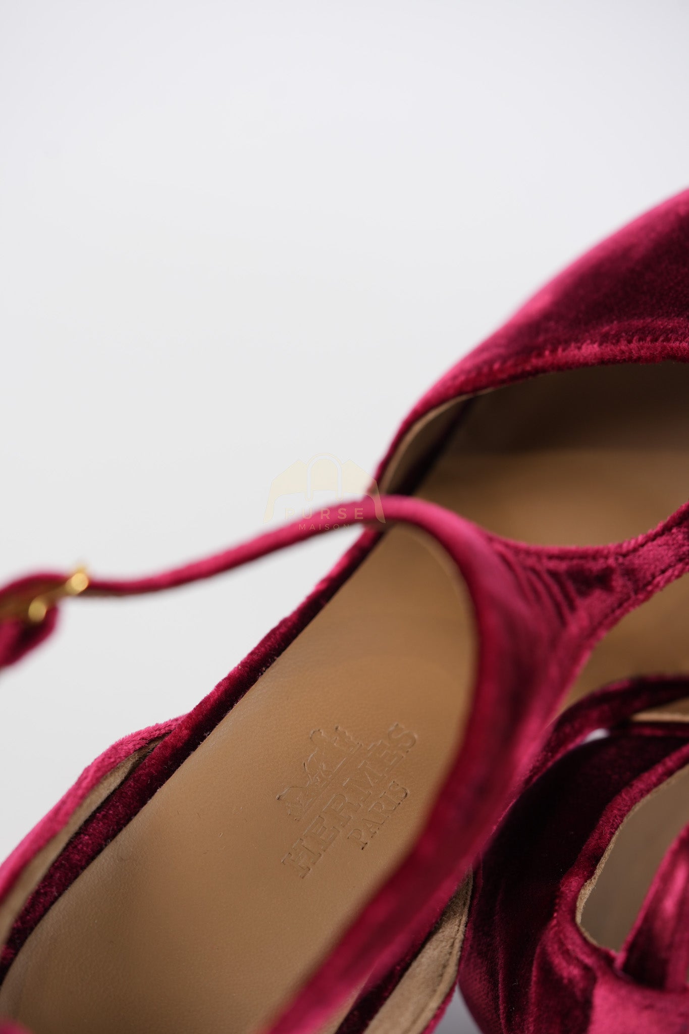 Fracas Velourss Garance Red Velvet Sandals Size 37 (24 cm) | Purse Maison Luxury Bags Shop