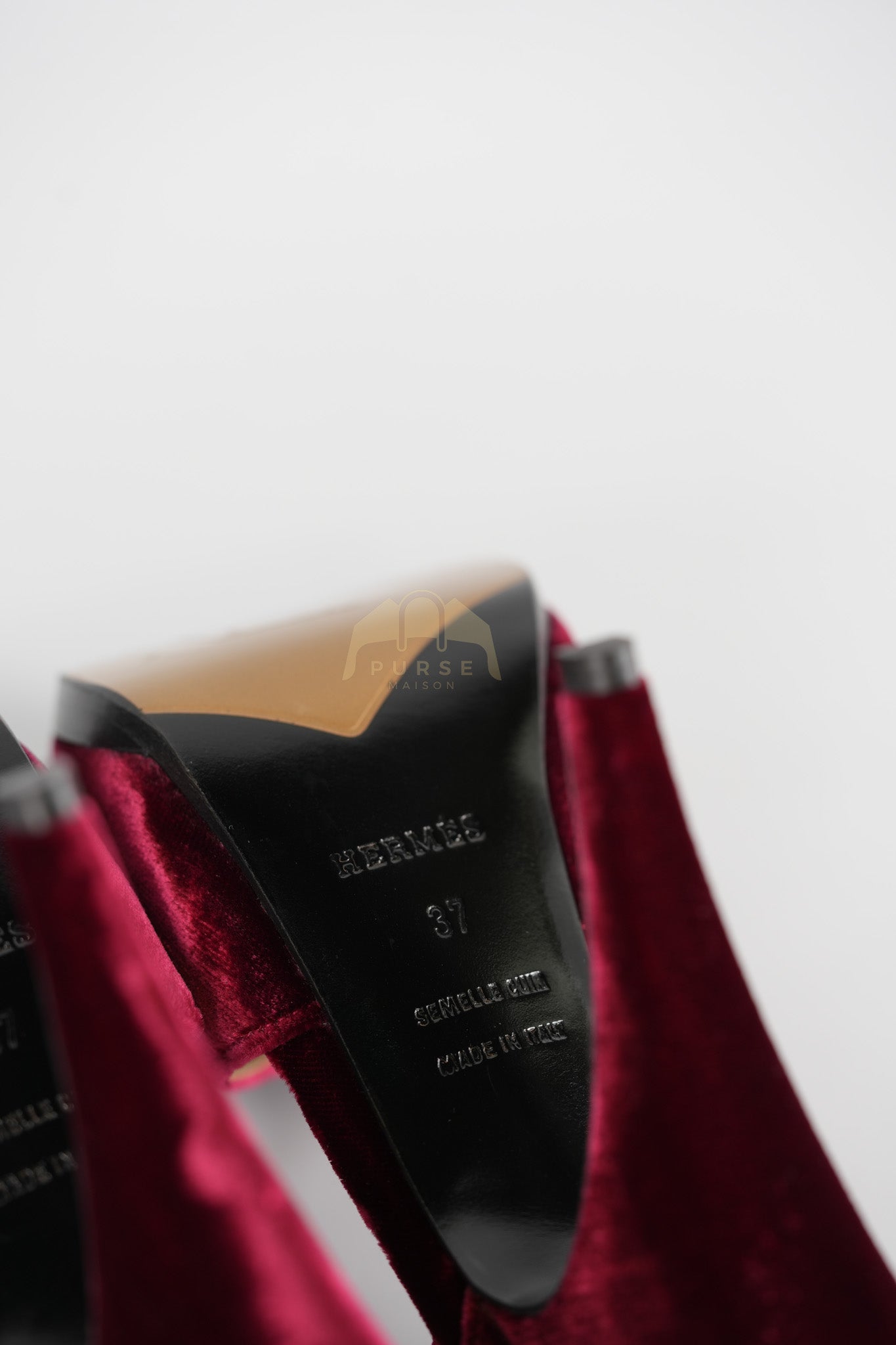 Fracas Velourss Garance Red Velvet Sandals Size 37 (24 cm) | Purse Maison Luxury Bags Shop