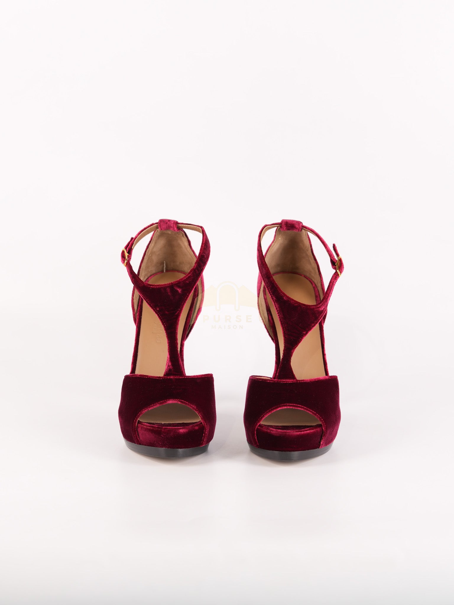Fracas Velourss Garance Red Velvet Sandals Size 37 (24 cm) | Purse Maison Luxury Bags Shop