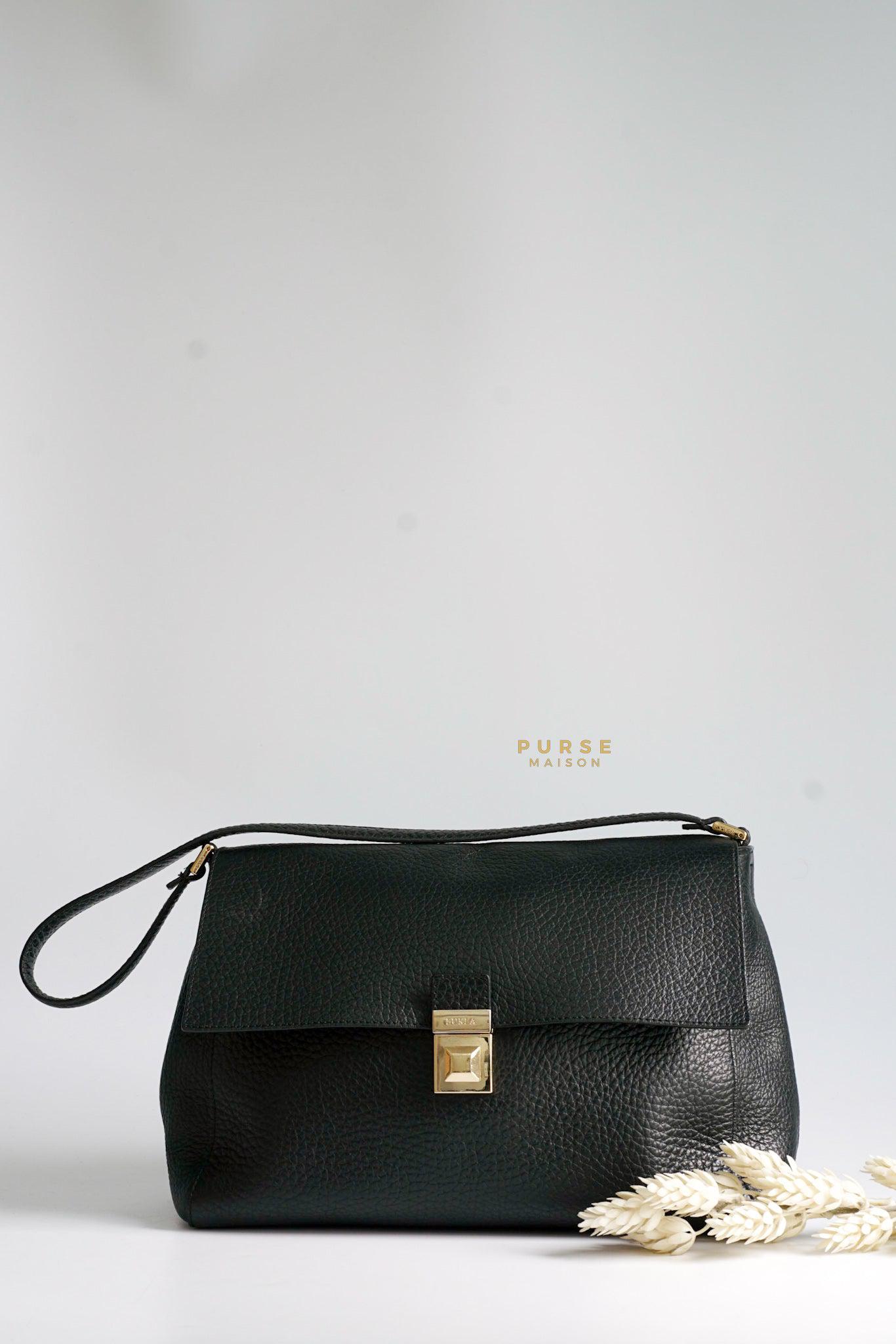 Furla Glenn Tote Bag Black Leather Purse Maison