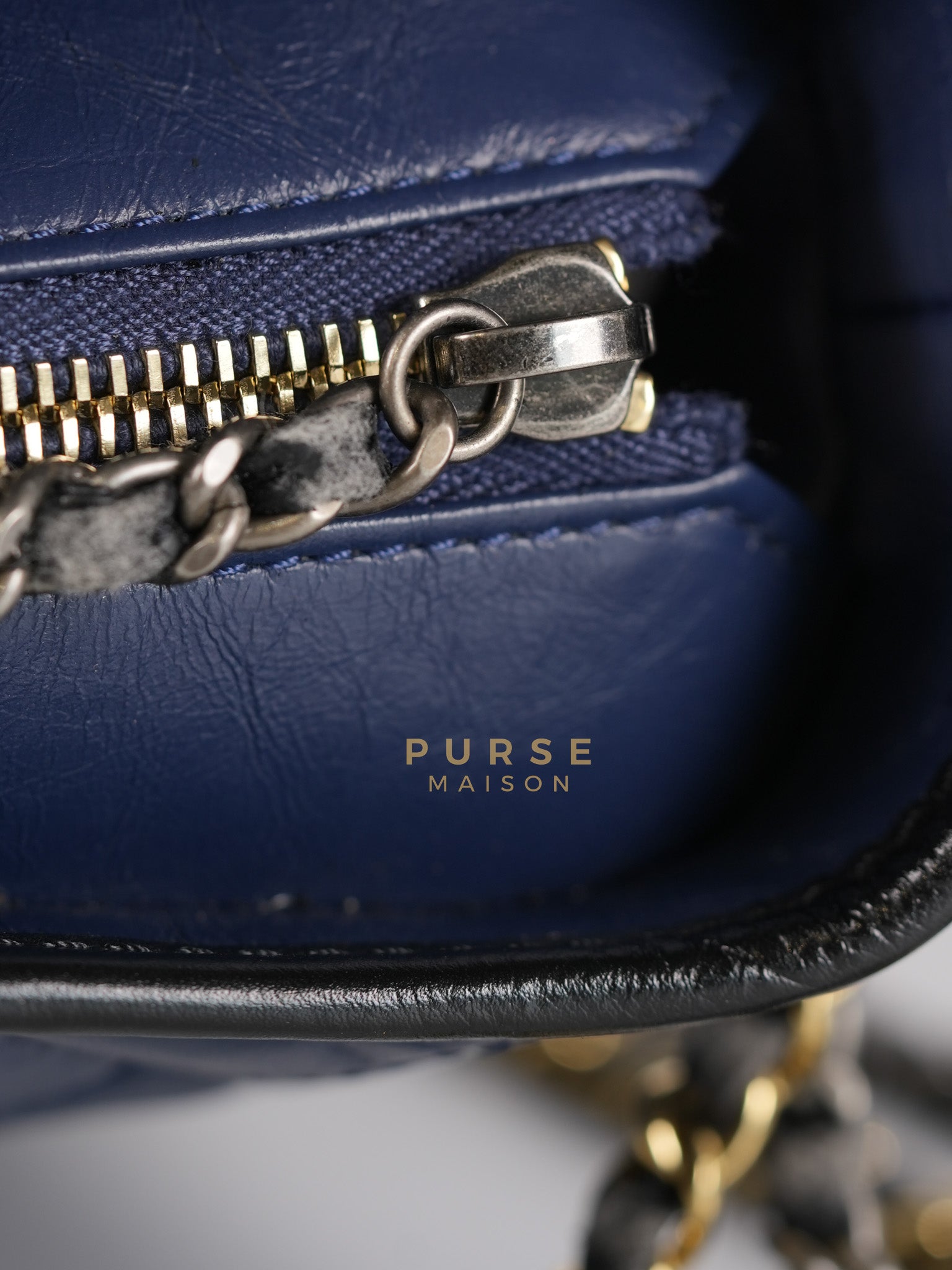 Gabrielle Hobo Bag Mini in Navy Blue Quilted Calfskin Leather & Mix Hardware (Series 24) | Purse Maison Luxury Bags Shop