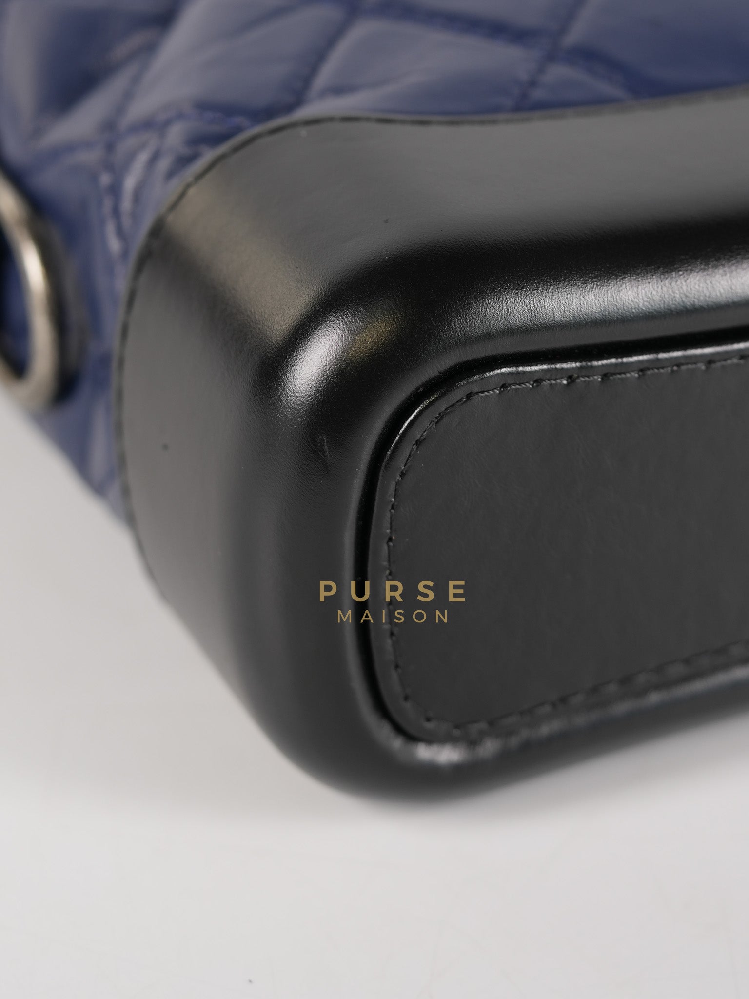 Gabrielle Hobo Bag Mini in Navy Blue Quilted Calfskin Leather & Mix Hardware (Series 24) | Purse Maison Luxury Bags Shop