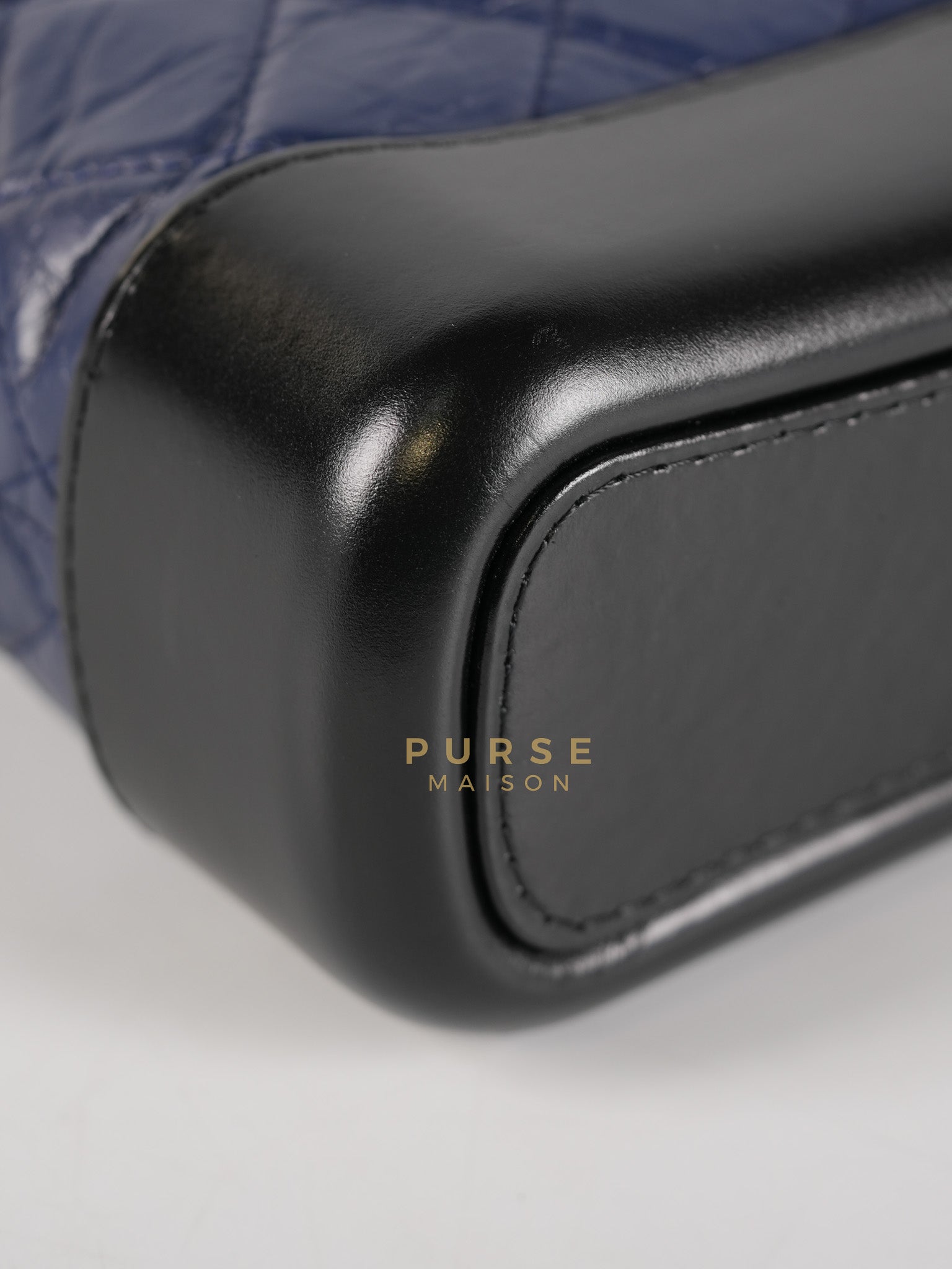 Gabrielle Hobo Bag Mini in Navy Blue Quilted Calfskin Leather & Mix Hardware (Series 24) | Purse Maison Luxury Bags Shop