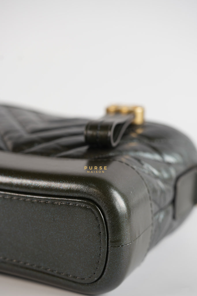 Gabrielle Hobo Chevron Metallic Mix Aged Gold/Silver Hardware Small Series 27 | Purse Maison Luxury Bags Shop