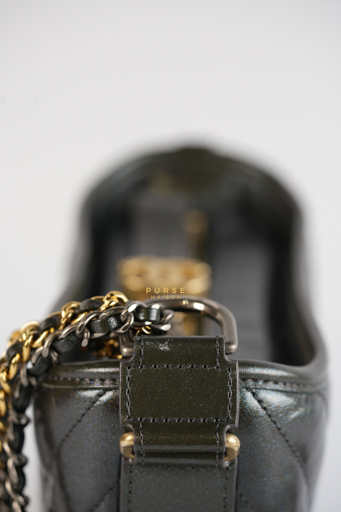 Gabrielle Hobo Chevron Metallic Mix Aged Gold/Silver Hardware Small Series 27 | Purse Maison Luxury Bags Shop