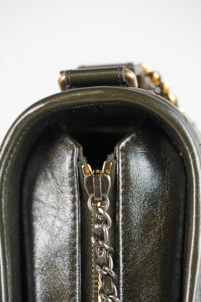 Gabrielle Hobo Chevron Metallic Mix Aged Gold/Silver Hardware Small Series 27 | Purse Maison Luxury Bags Shop