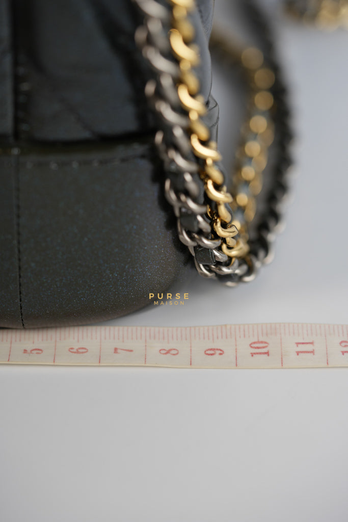 Gabrielle Hobo Chevron Metallic Mix Aged Gold/Silver Hardware Small Series 27 | Purse Maison Luxury Bags Shop