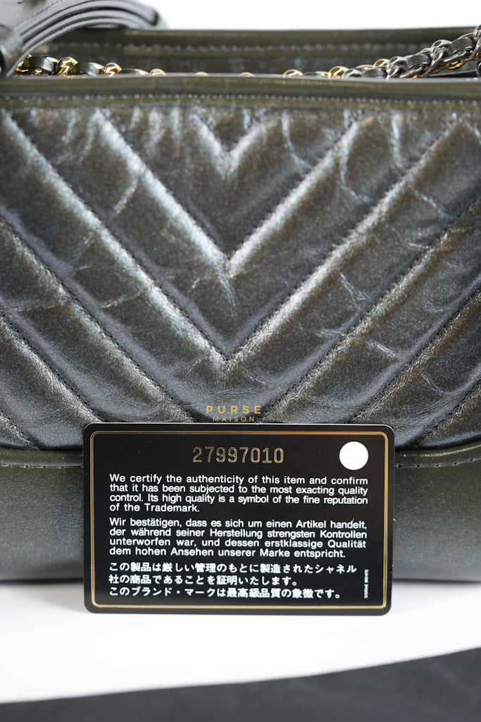 Gabrielle Hobo Chevron Metallic Mix Aged Gold/Silver Hardware Small Series 27 | Purse Maison Luxury Bags Shop