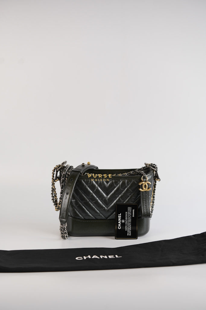 Gabrielle Hobo Chevron Metallic Mix Aged Gold/Silver Hardware Small Series 27 | Purse Maison Luxury Bags Shop