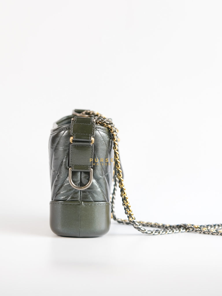 Gabrielle Hobo Chevron Metallic Mix Aged Gold/Silver Hardware Small Series 27 | Purse Maison Luxury Bags Shop