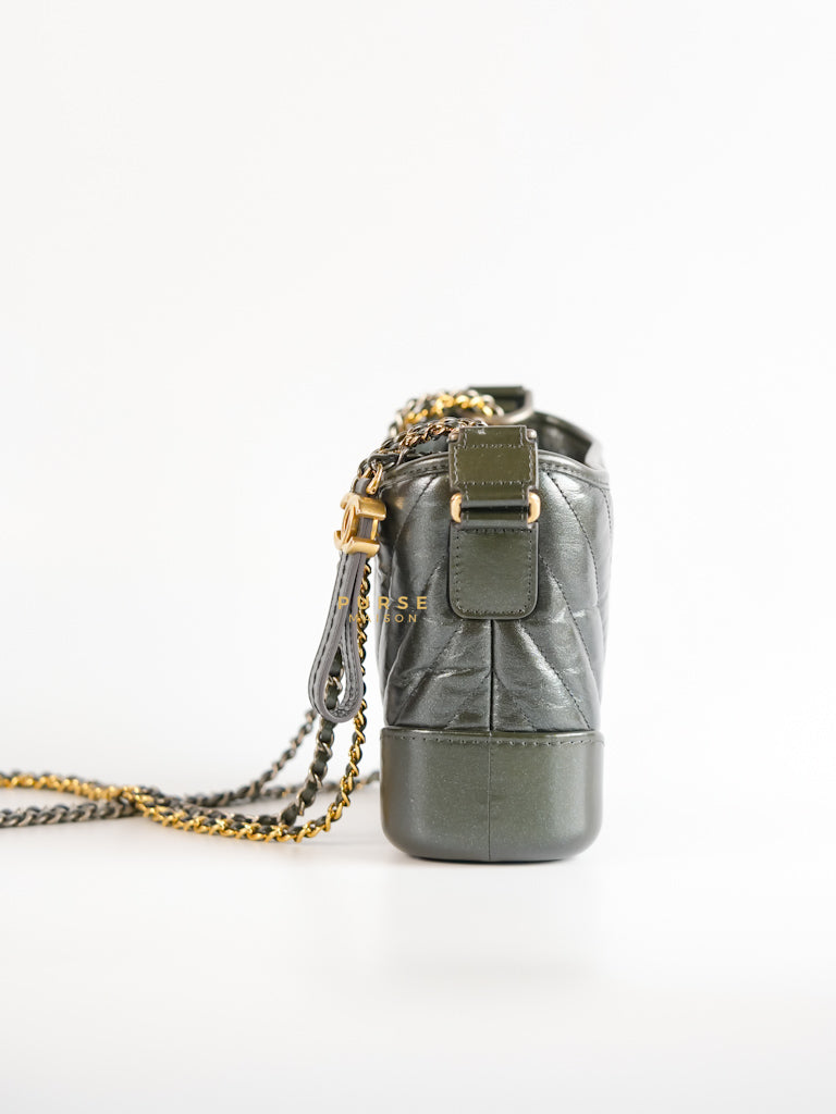 Gabrielle Hobo Chevron Metallic Mix Aged Gold/Silver Hardware Small Series 27 | Purse Maison Luxury Bags Shop