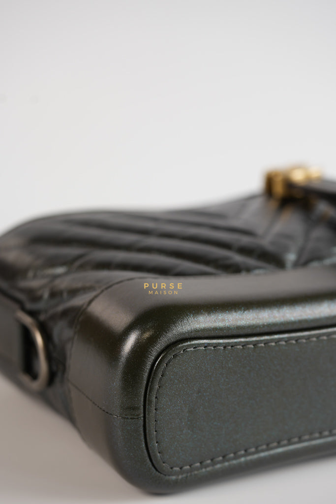 Gabrielle Hobo Chevron Metallic Mix Aged Gold/Silver Hardware Small Series 27 | Purse Maison Luxury Bags Shop