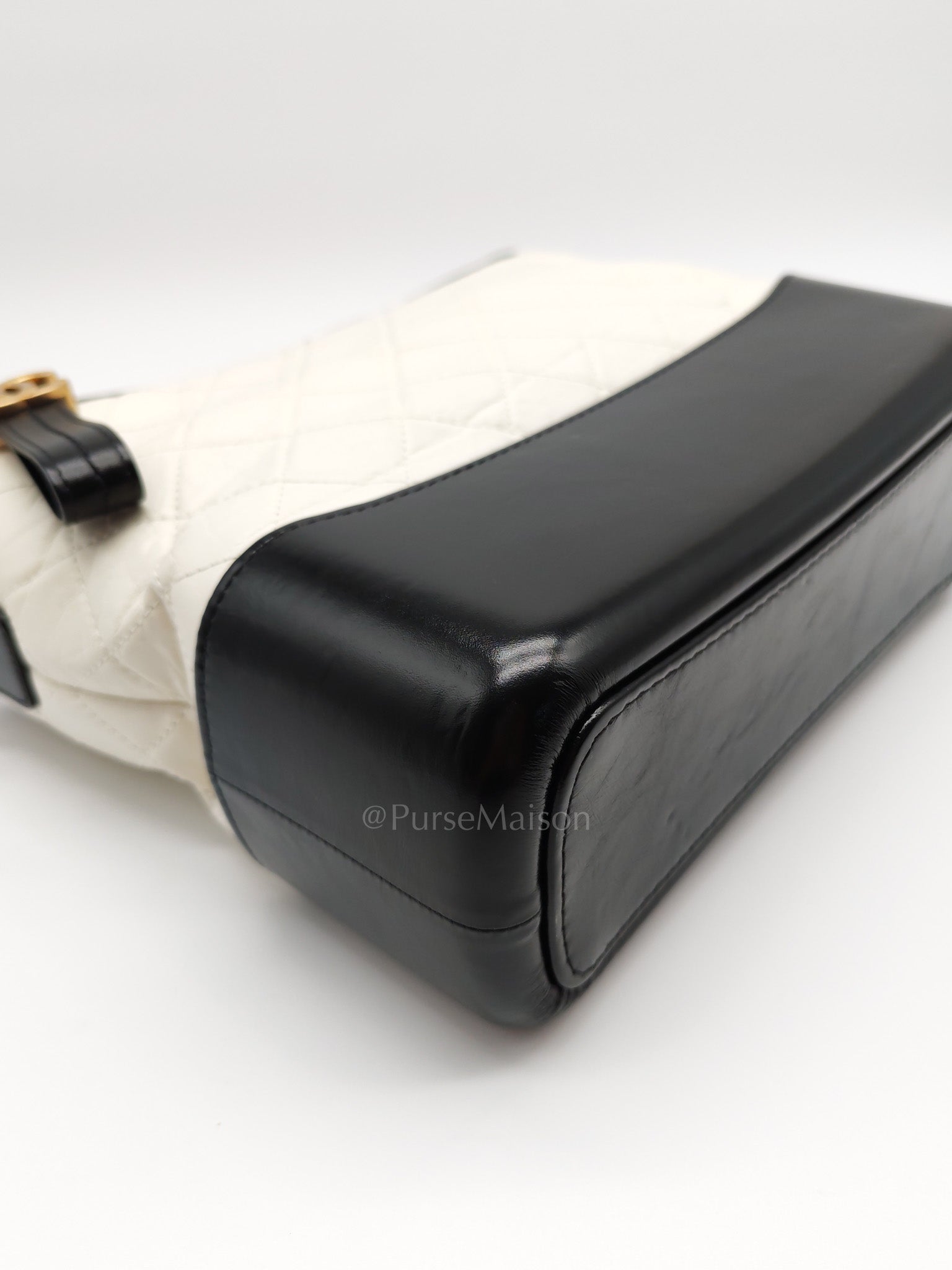 Gabrielle Hobo Old Medium (Large) in White Quilted Distressed Calfskin & Mixed Hardware (Series 25) | Purse Maison Luxury Bags Shop