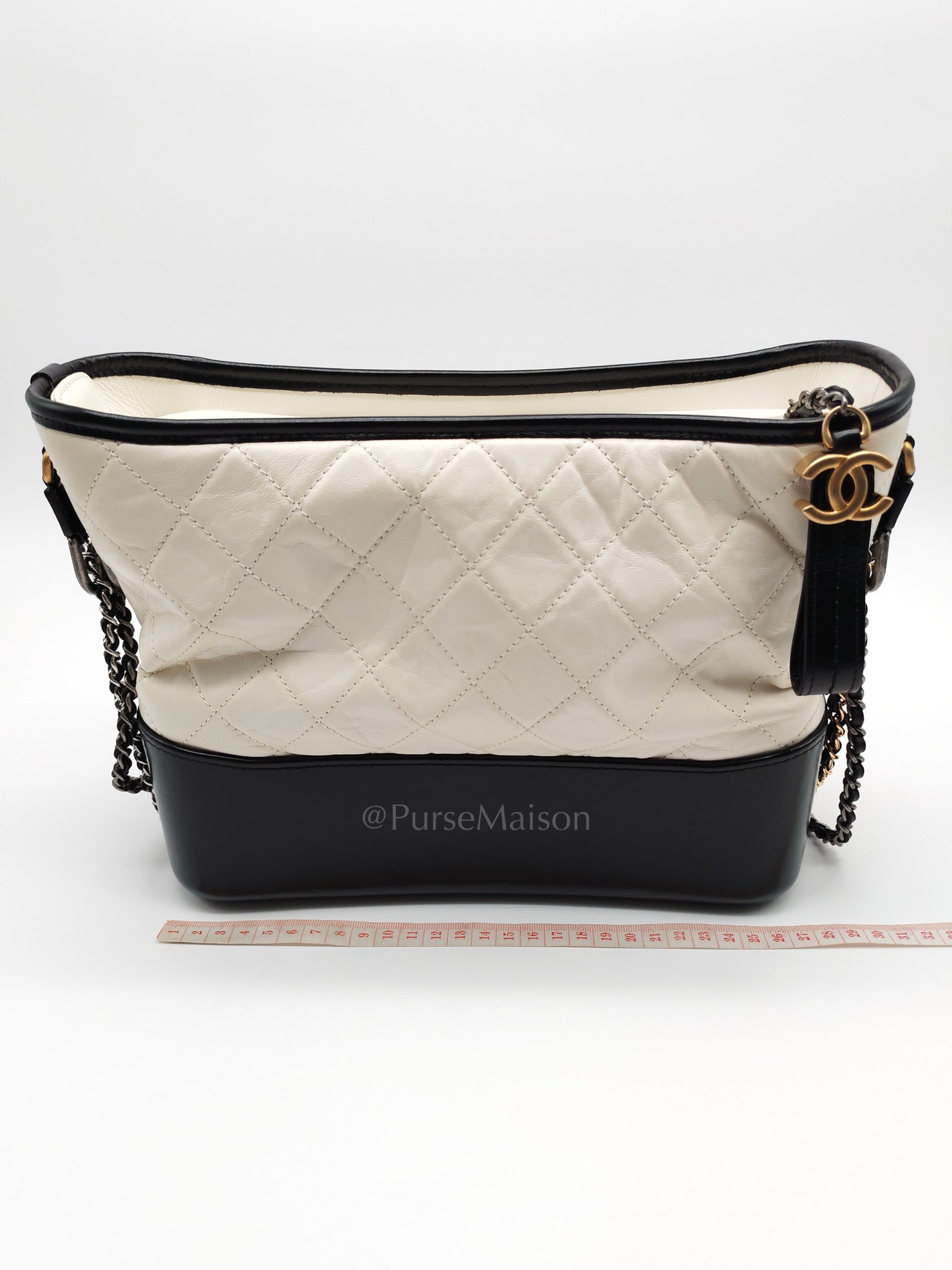 Gabrielle Hobo Old Medium (Large) in White Quilted Distressed Calfskin & Mixed Hardware (Series 25) | Purse Maison Luxury Bags Shop
