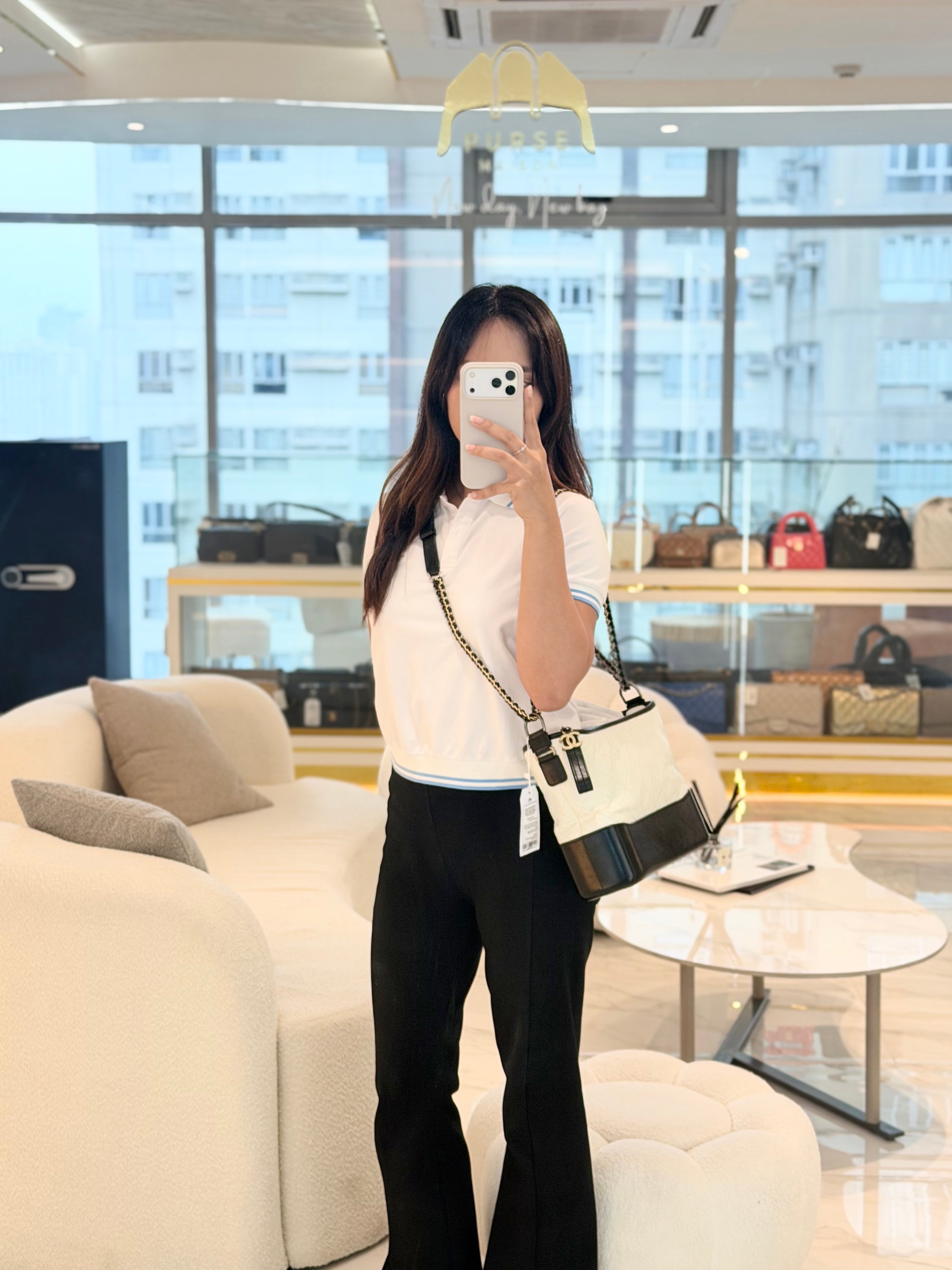 Gabrielle Hobo Old Medium (Large) in White Quilted Distressed Calfskin & Mixed Hardware (Series 25) | Purse Maison Luxury Bags Shop