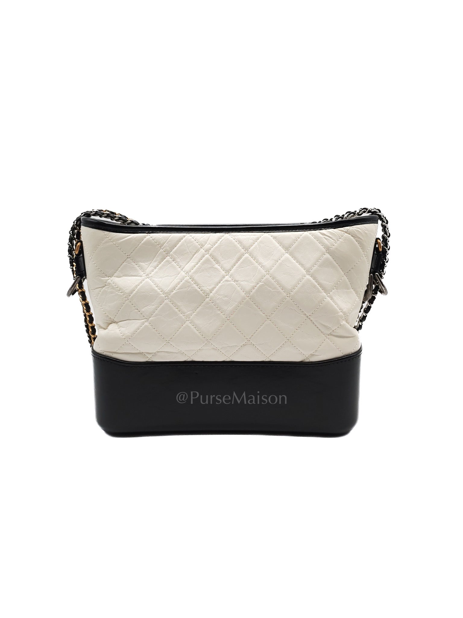 Gabrielle Hobo Old Medium (Large) in White Quilted Distressed Calfskin & Mixed Hardware (Series 25) | Purse Maison Luxury Bags Shop