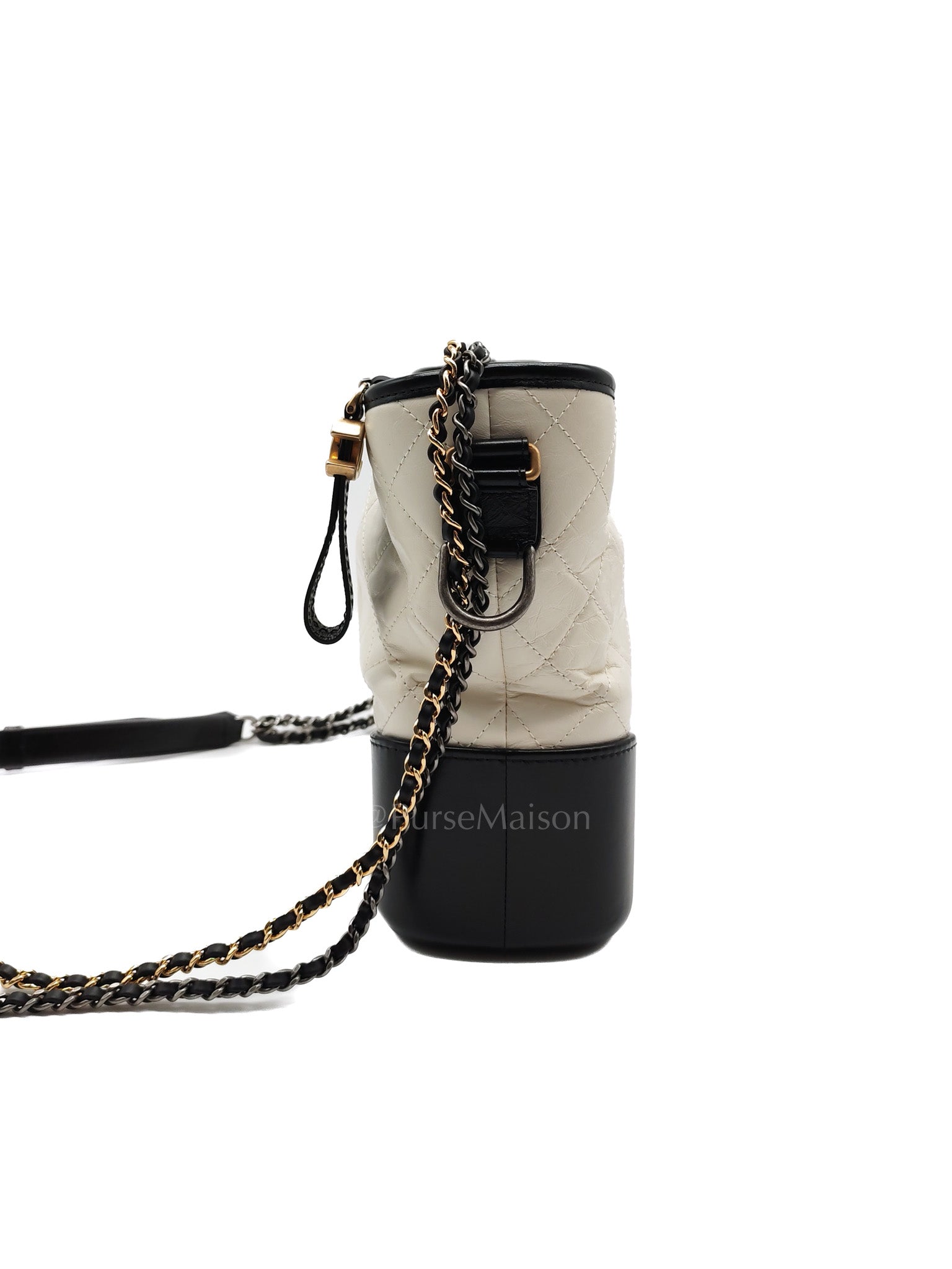 Gabrielle Hobo Old Medium (Large) in White Quilted Distressed Calfskin & Mixed Hardware (Series 25) | Purse Maison Luxury Bags Shop