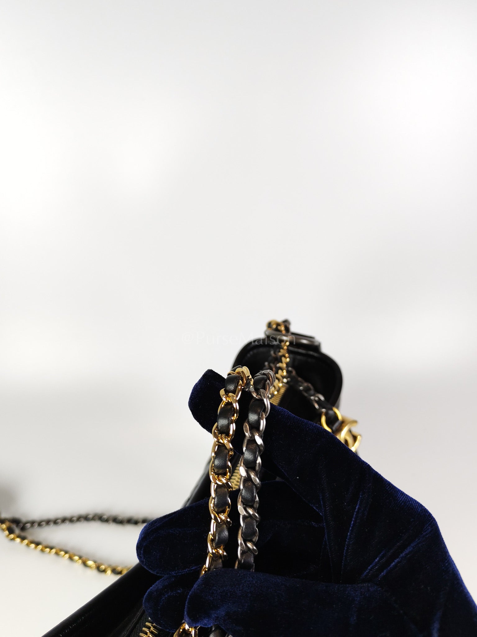 Gabrielle Medium in Black Quilted Distressed Calfskin & Mixed Hardware (Microchip) | Purse Maison Luxury Bags Shop