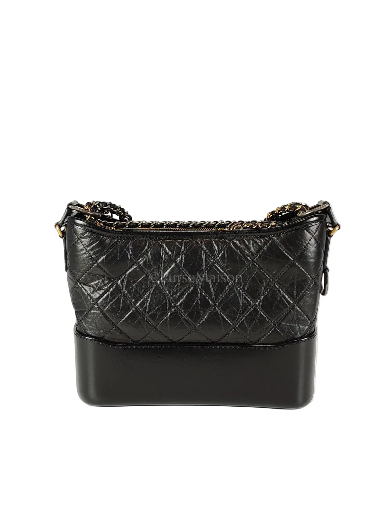 Gabrielle Medium in Black Quilted Distressed Calfskin & Mixed Hardware (Microchip) | Purse Maison Luxury Bags Shop