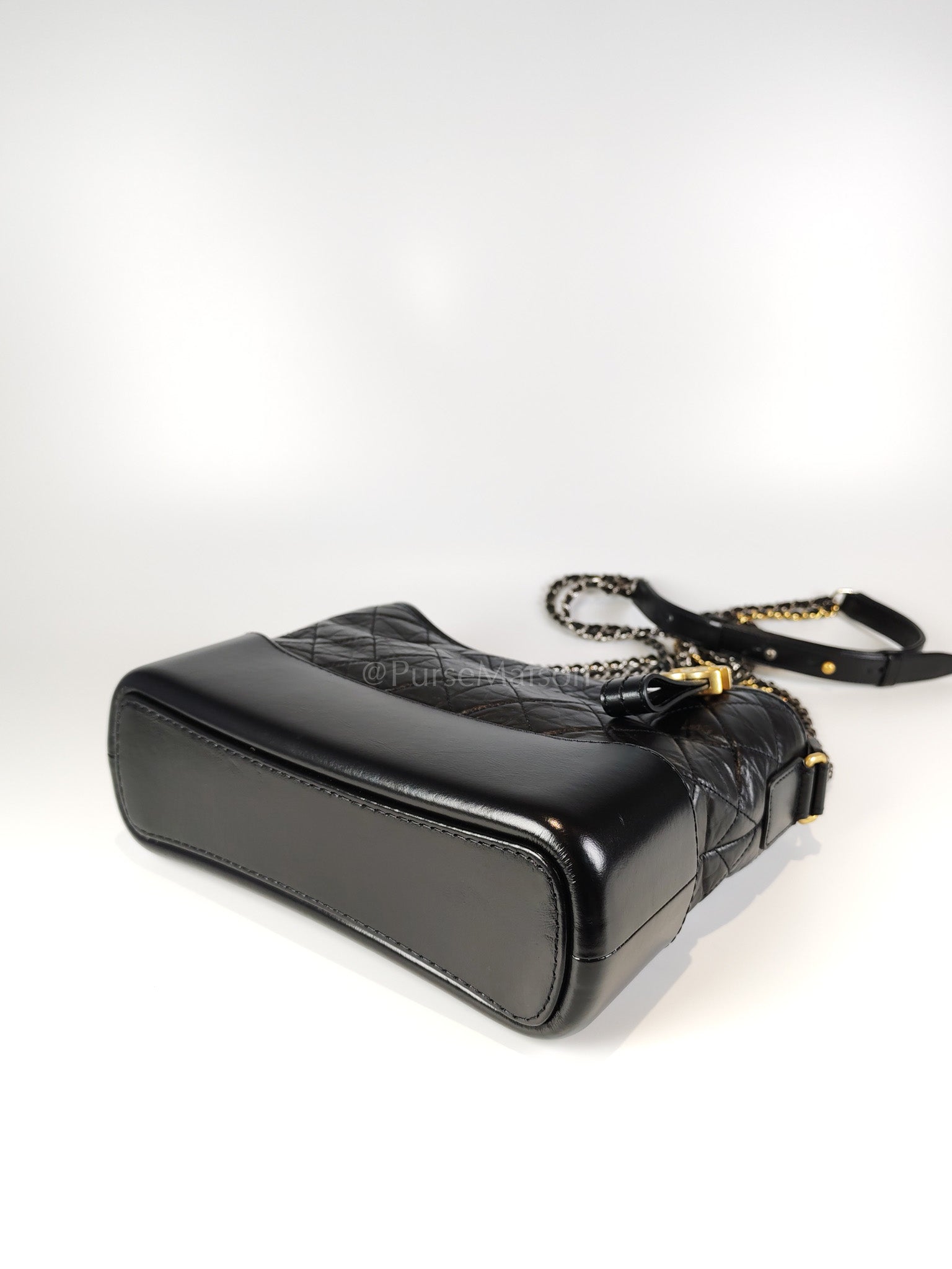 Gabrielle Medium in Black Quilted Distressed Calfskin & Mixed Hardware (Microchip) | Purse Maison Luxury Bags Shop