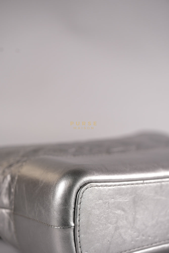 Gabrielle Old Medium (Large) in Silver Quilted Distressed Calfskin & Mixed Hardware Series 24 | Purse Maison Luxury Bags Shop