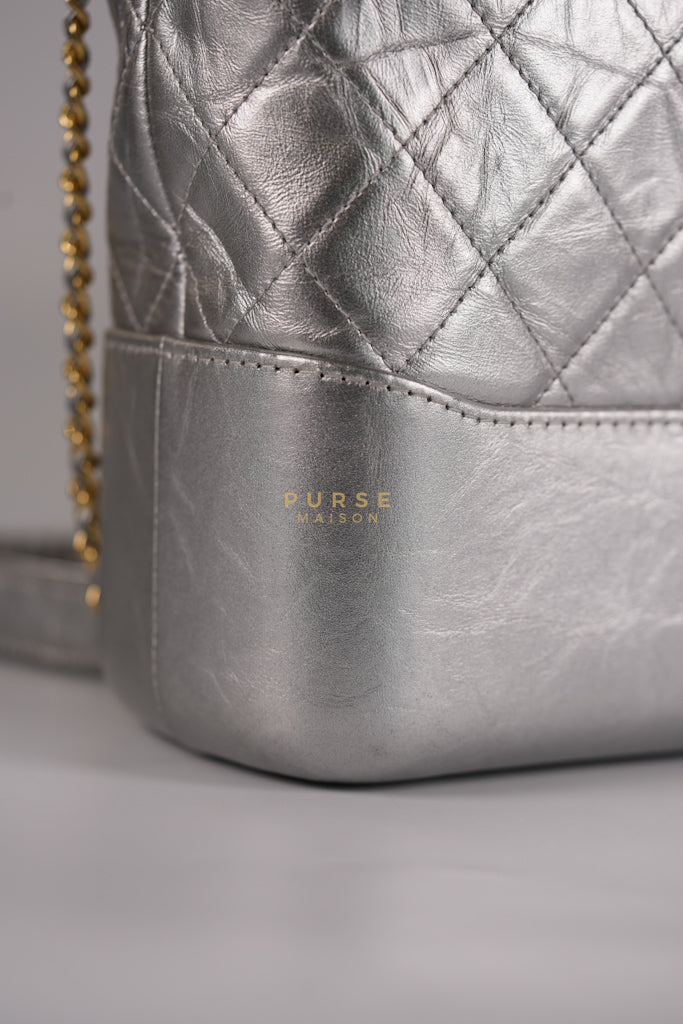Gabrielle Old Medium (Large) in Silver Quilted Distressed Calfskin & Mixed Hardware Series 24 | Purse Maison Luxury Bags Shop
