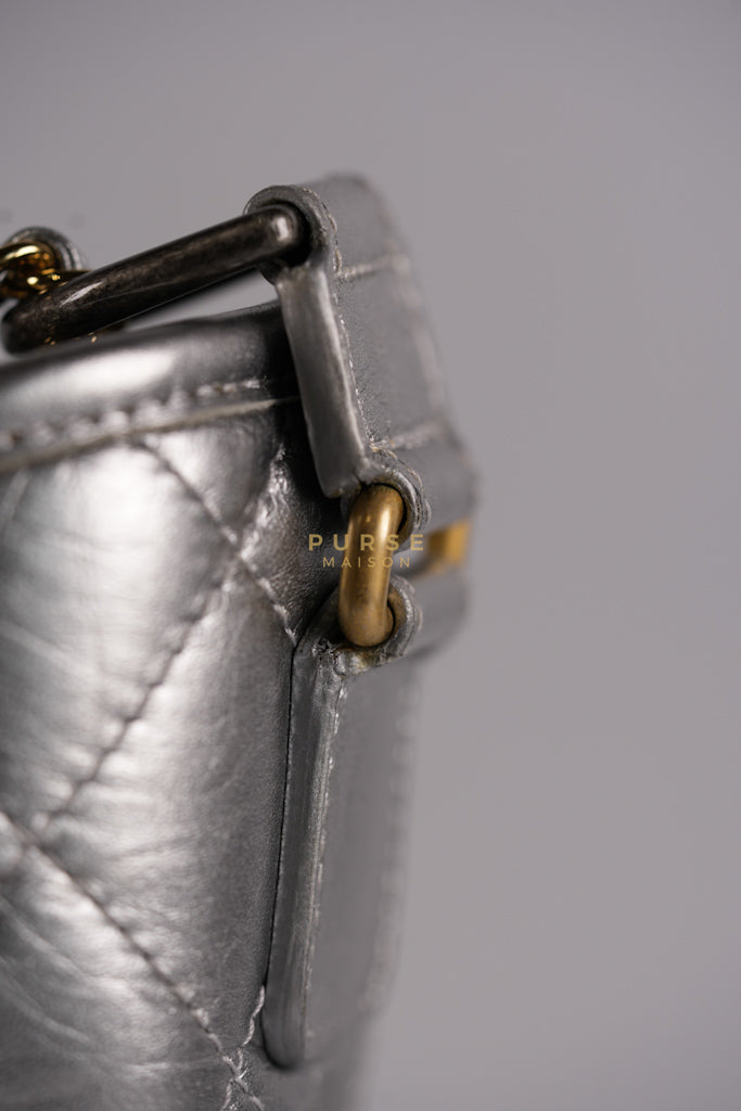 Gabrielle Old Medium (Large) in Silver Quilted Distressed Calfskin & Mixed Hardware Series 24 | Purse Maison Luxury Bags Shop