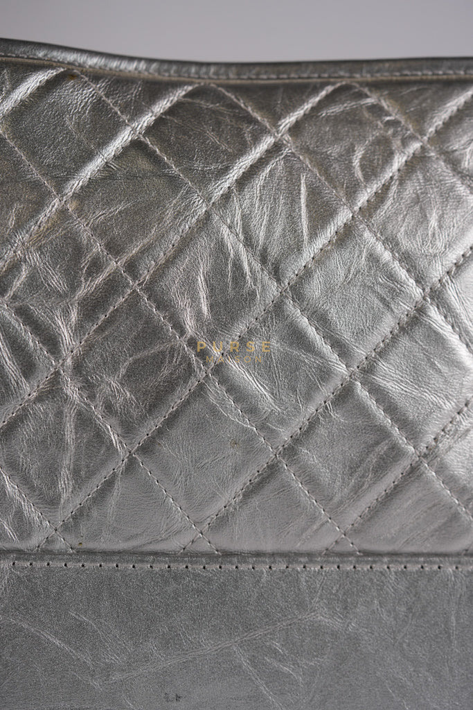 Gabrielle Old Medium (Large) in Silver Quilted Distressed Calfskin & Mixed Hardware Series 24 | Purse Maison Luxury Bags Shop