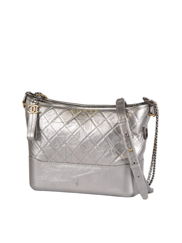 Gabrielle Old Medium (Large) in Silver Quilted Distressed Calfskin & Mixed Hardware Series 24 | Purse Maison Luxury Bags Shop