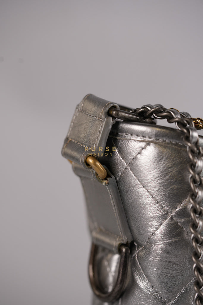 Gabrielle Old Medium (Large) in Silver Quilted Distressed Calfskin & Mixed Hardware Series 24 | Purse Maison Luxury Bags Shop