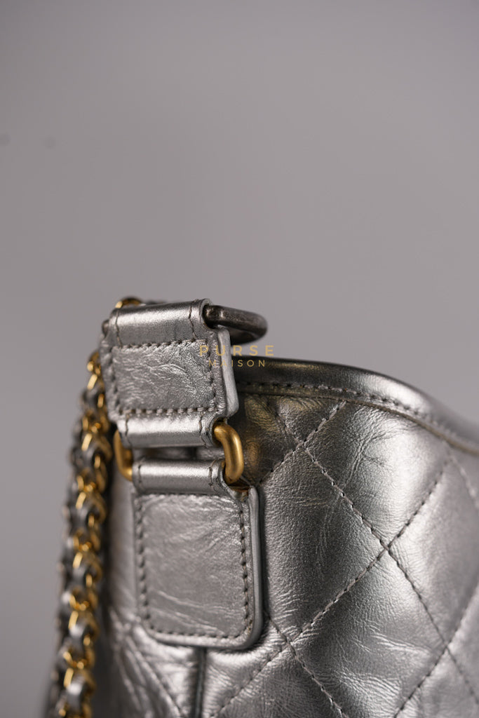 Gabrielle Old Medium (Large) in Silver Quilted Distressed Calfskin & Mixed Hardware Series 24 | Purse Maison Luxury Bags Shop