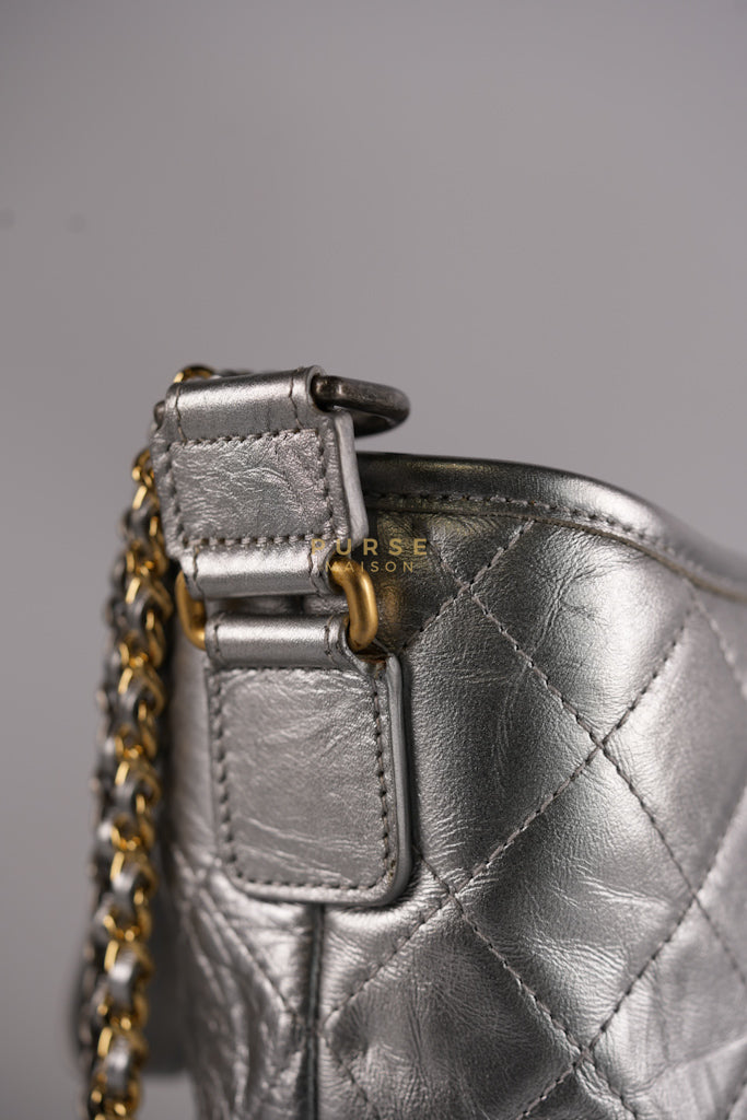 Gabrielle Old Medium (Large) in Silver Quilted Distressed Calfskin & Mixed Hardware Series 24 | Purse Maison Luxury Bags Shop