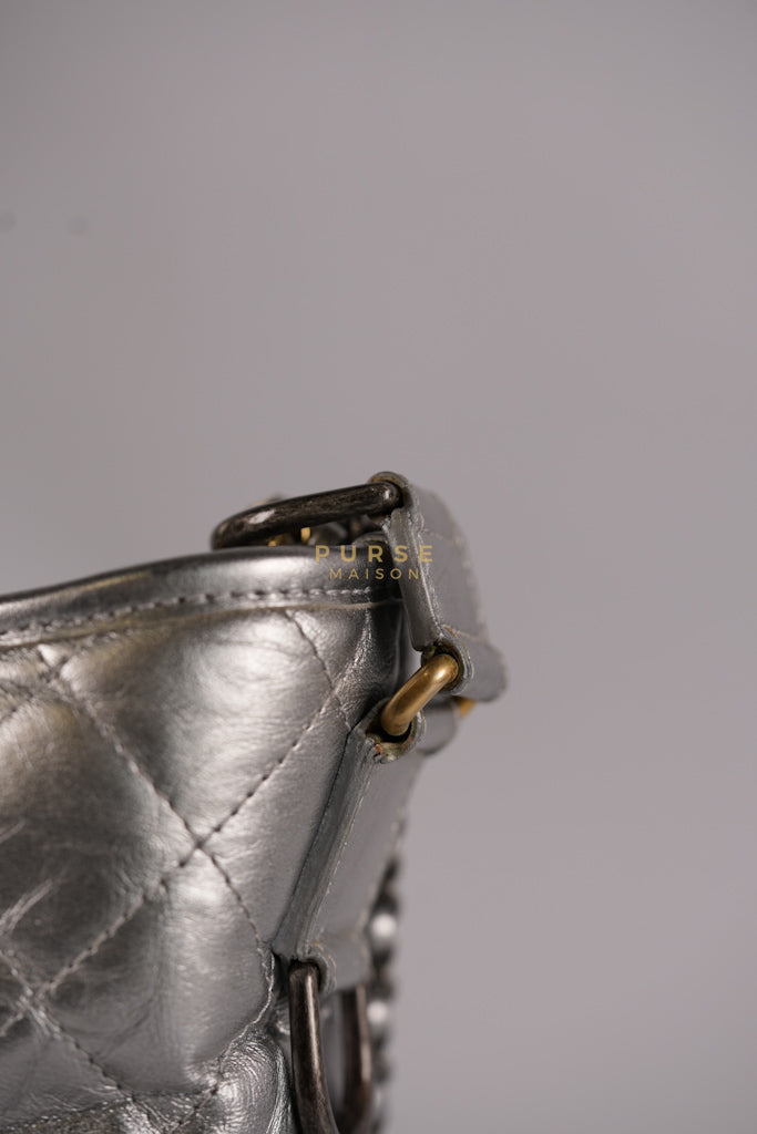 Gabrielle Old Medium (Large) in Silver Quilted Distressed Calfskin & Mixed Hardware Series 24 | Purse Maison Luxury Bags Shop