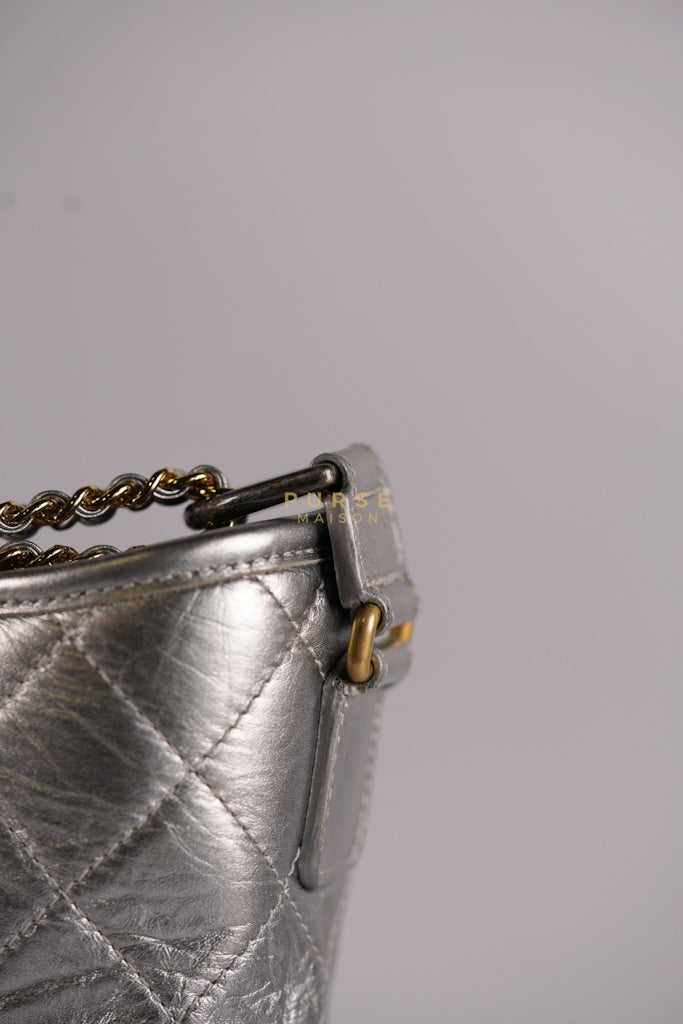 Gabrielle Old Medium (Large) in Silver Quilted Distressed Calfskin & Mixed Hardware Series 24 | Purse Maison Luxury Bags Shop