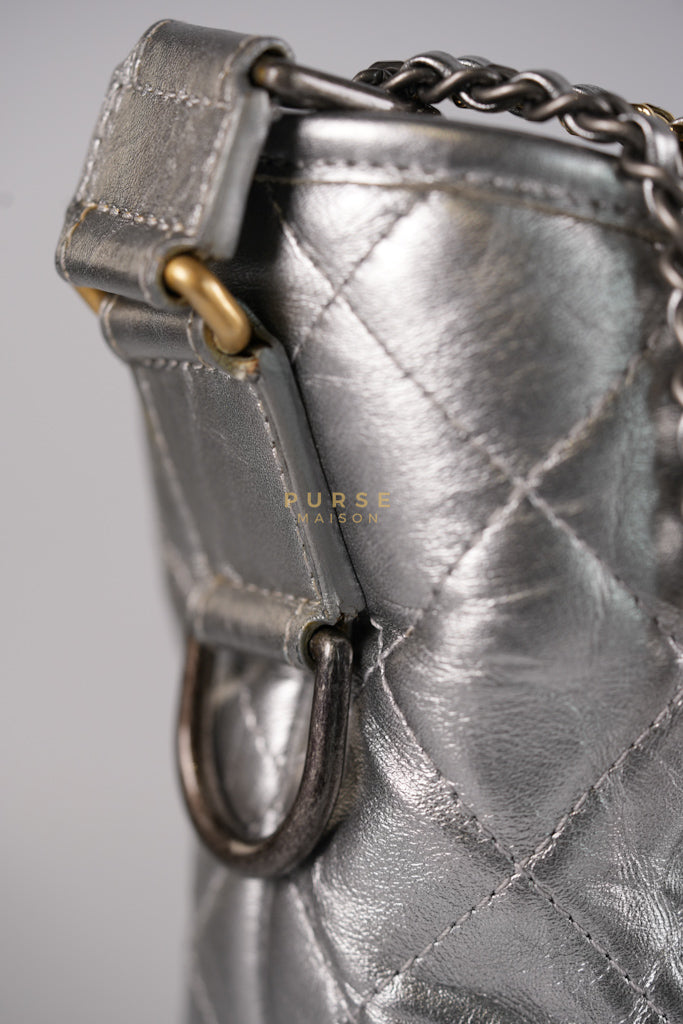 Gabrielle Old Medium (Large) in Silver Quilted Distressed Calfskin & Mixed Hardware Series 24 | Purse Maison Luxury Bags Shop