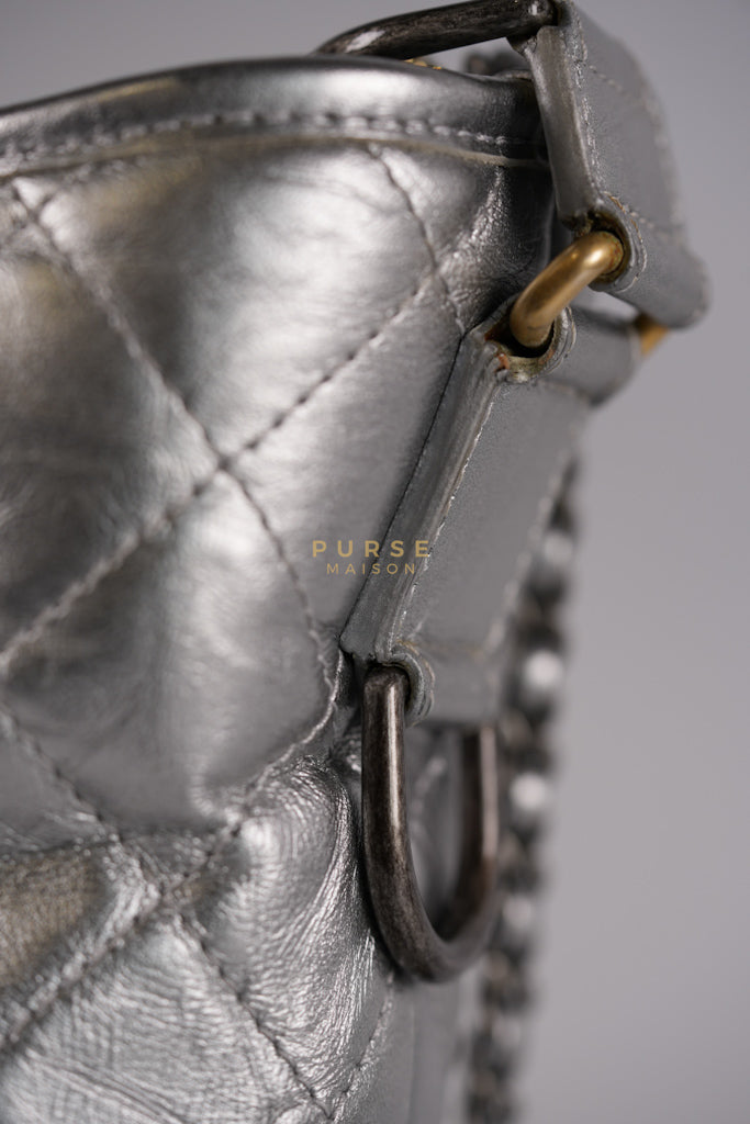 Gabrielle Old Medium (Large) in Silver Quilted Distressed Calfskin & Mixed Hardware Series 24 | Purse Maison Luxury Bags Shop