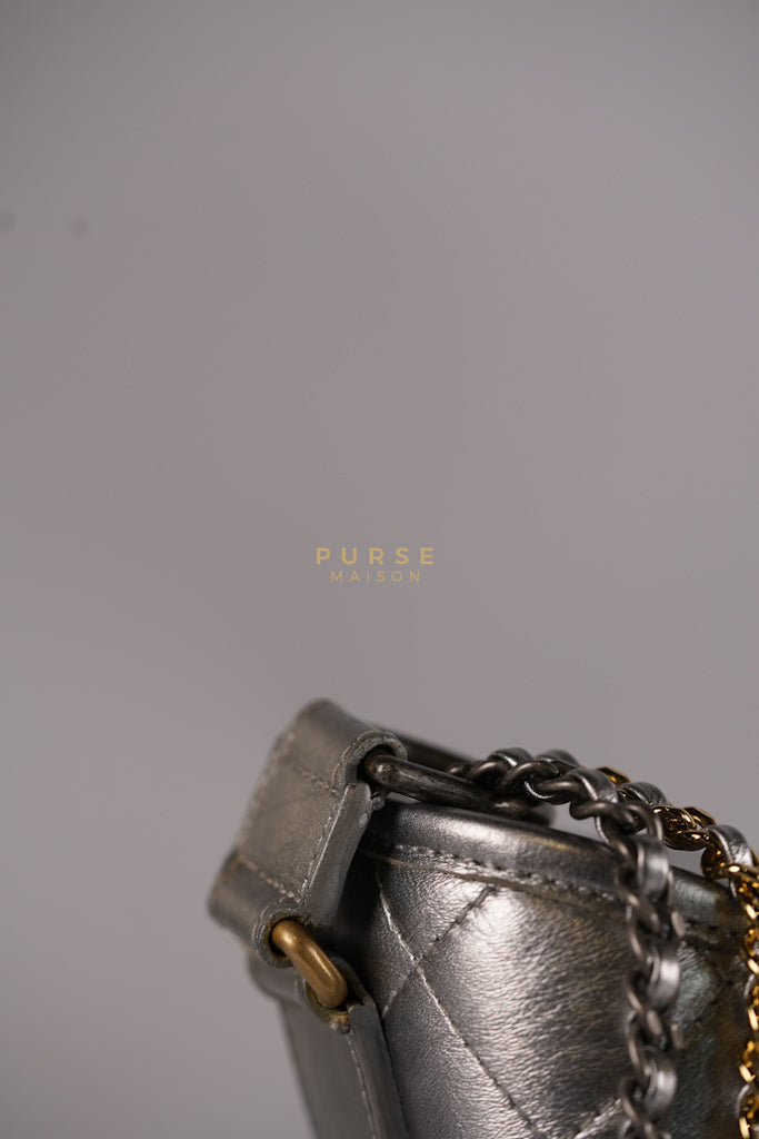 Gabrielle Old Medium (Large) in Silver Quilted Distressed Calfskin & Mixed Hardware Series 24 | Purse Maison Luxury Bags Shop