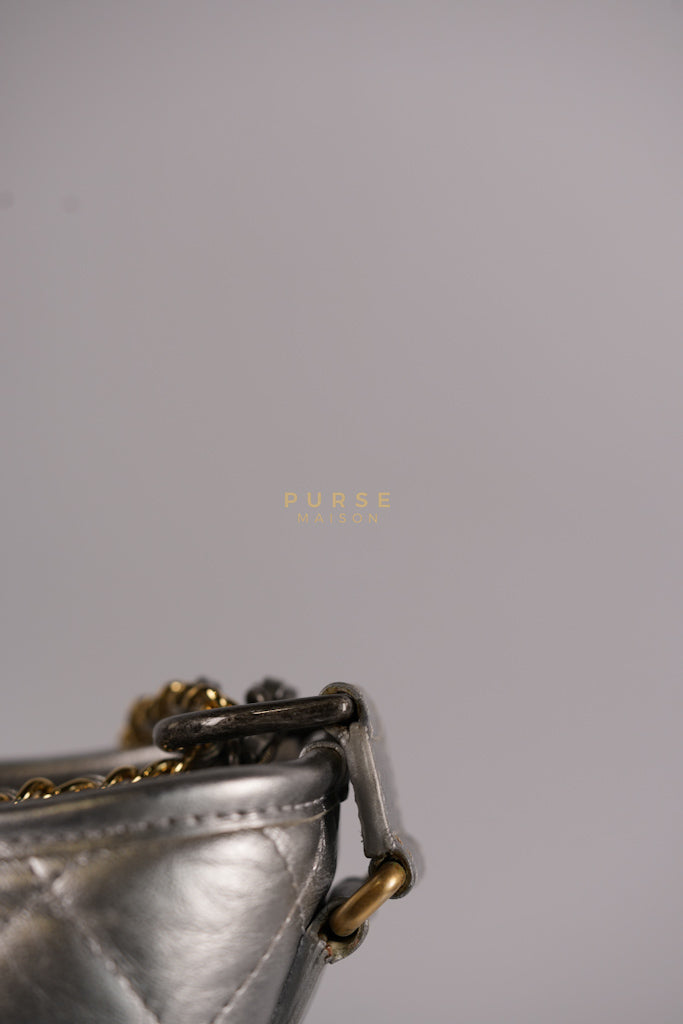 Gabrielle Old Medium (Large) in Silver Quilted Distressed Calfskin & Mixed Hardware Series 24 | Purse Maison Luxury Bags Shop