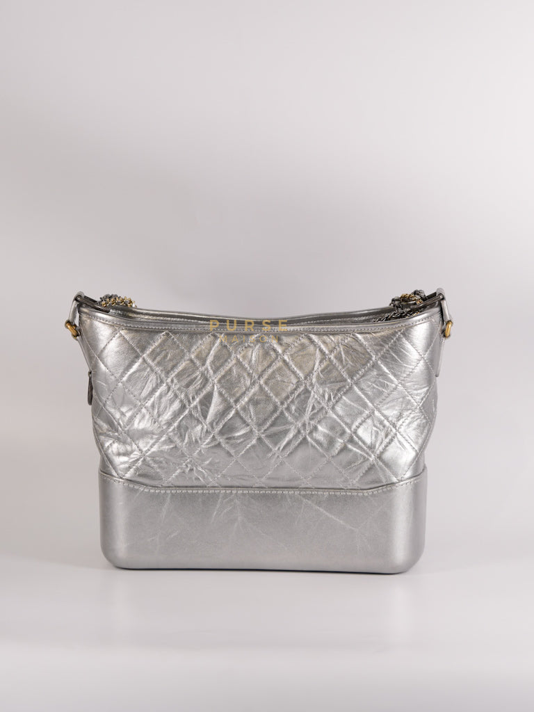Gabrielle Old Medium (Large) in Silver Quilted Distressed Calfskin & Mixed Hardware Series 24 | Purse Maison Luxury Bags Shop