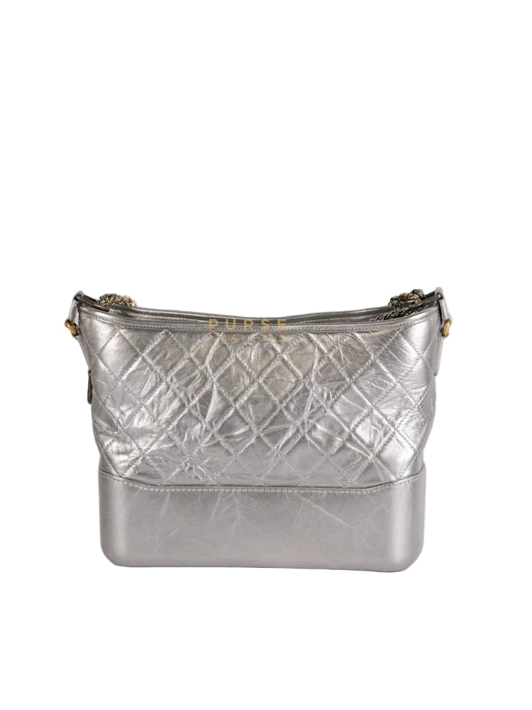 Gabrielle Old Medium (Large) in Silver Quilted Distressed Calfskin & Mixed Hardware Series 24 | Purse Maison Luxury Bags Shop
