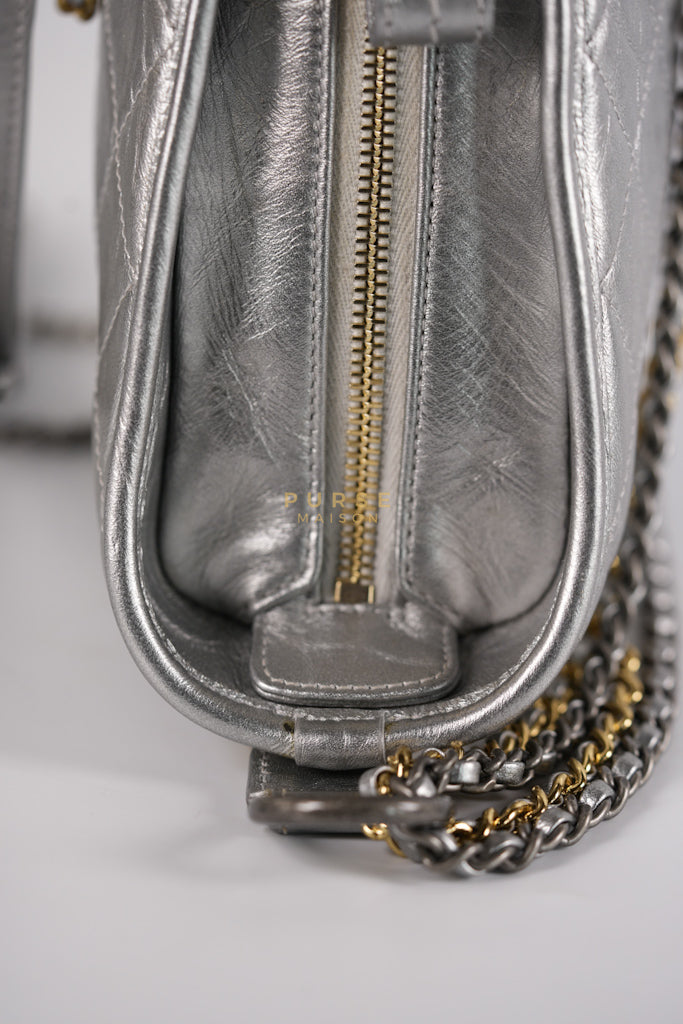 Gabrielle Old Medium (Large) in Silver Quilted Distressed Calfskin & Mixed Hardware Series 24 | Purse Maison Luxury Bags Shop