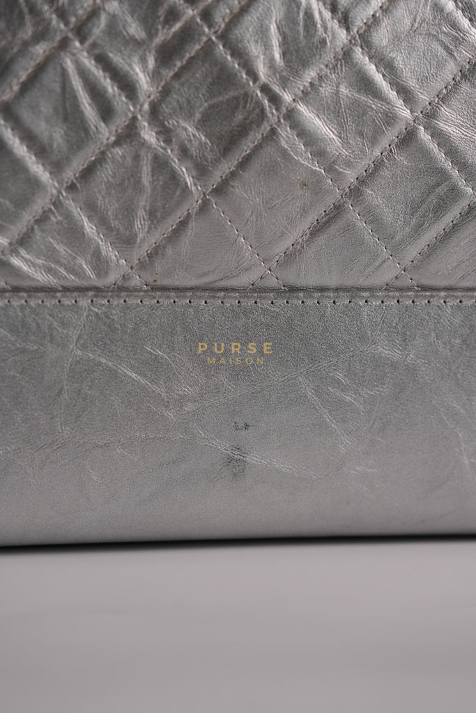 Gabrielle Old Medium (Large) in Silver Quilted Distressed Calfskin & Mixed Hardware Series 24 | Purse Maison Luxury Bags Shop