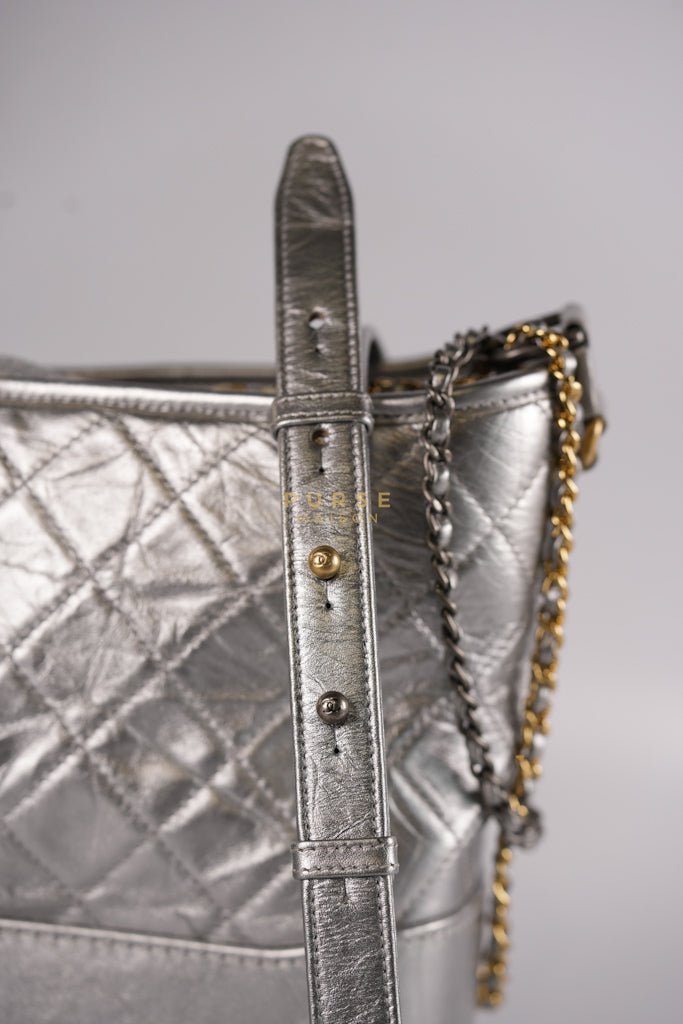 Gabrielle Old Medium (Large) in Silver Quilted Distressed Calfskin & Mixed Hardware Series 24 | Purse Maison Luxury Bags Shop