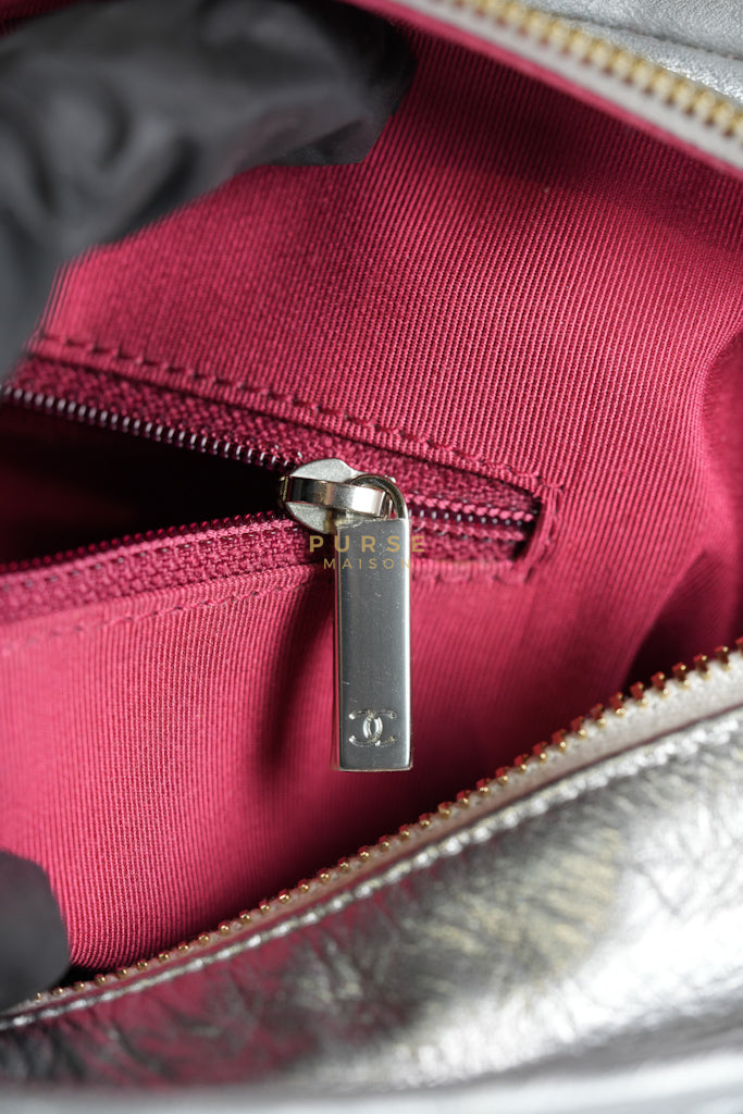 Gabrielle Old Medium (Large) in Silver Quilted Distressed Calfskin & Mixed Hardware Series 24 | Purse Maison Luxury Bags Shop