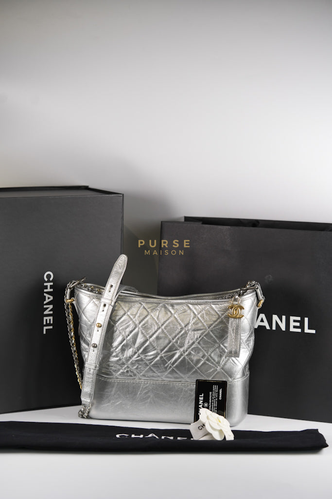 Gabrielle Old Medium (Large) in Silver Quilted Distressed Calfskin & Mixed Hardware Series 24 | Purse Maison Luxury Bags Shop