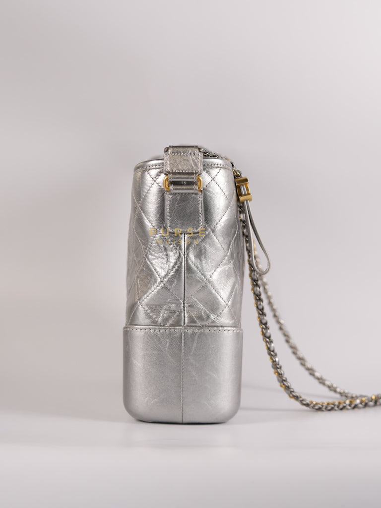 Gabrielle Old Medium (Large) in Silver Quilted Distressed Calfskin & Mixed Hardware Series 24 | Purse Maison Luxury Bags Shop