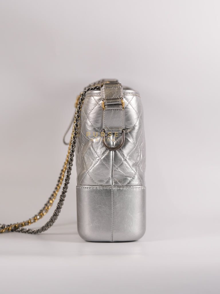 Gabrielle Old Medium (Large) in Silver Quilted Distressed Calfskin & Mixed Hardware Series 24 | Purse Maison Luxury Bags Shop