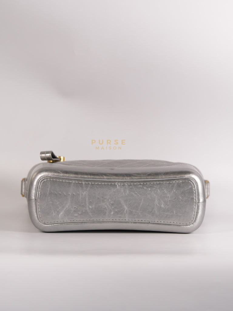 Gabrielle Old Medium (Large) in Silver Quilted Distressed Calfskin & Mixed Hardware Series 24 | Purse Maison Luxury Bags Shop