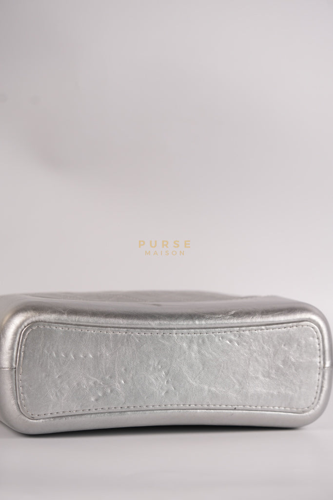Gabrielle Old Medium (Large) in Silver Quilted Distressed Calfskin & Mixed Hardware Series 24 | Purse Maison Luxury Bags Shop