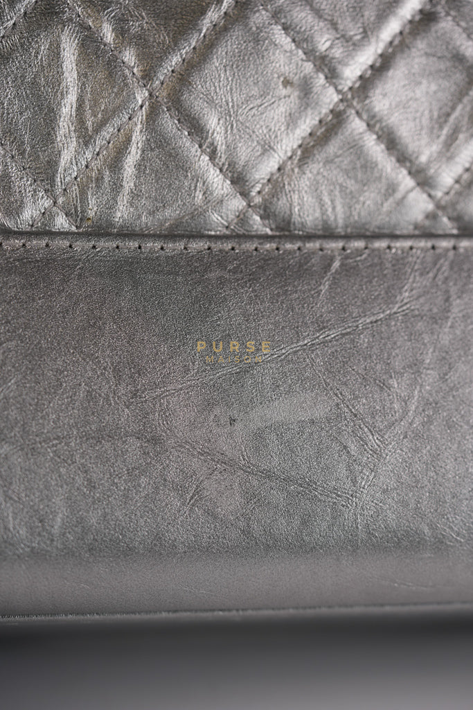 Gabrielle Old Medium (Large) in Silver Quilted Distressed Calfskin & Mixed Hardware Series 24 | Purse Maison Luxury Bags Shop